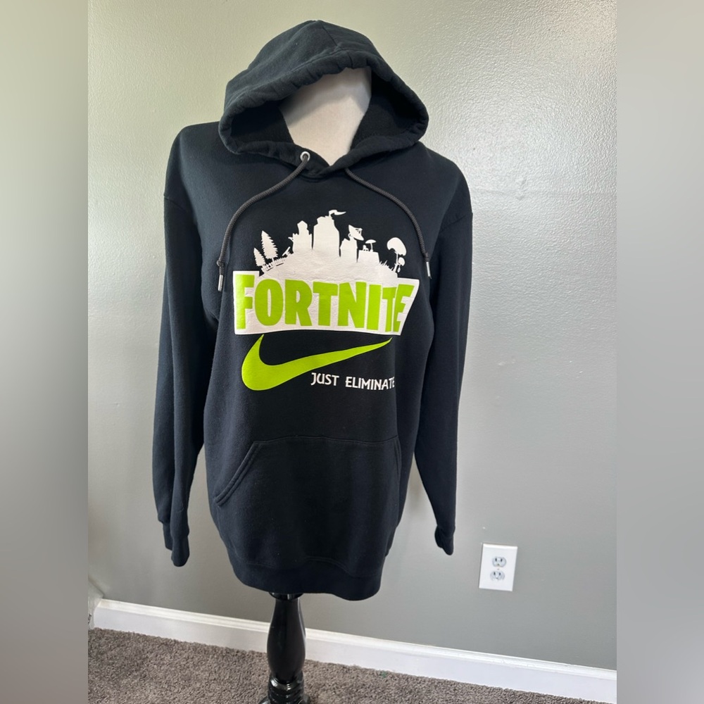 Nike Fortnite hoodie unisex size large black with Fortnite logo on front